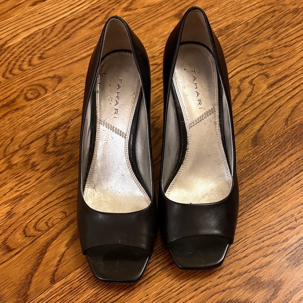 Tahari Classic Black Peep Toe Heels